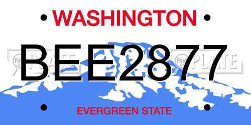 BEE2877 Washington License Plate