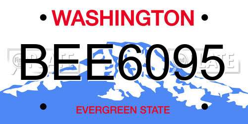 BEE6095 Washington License Plate