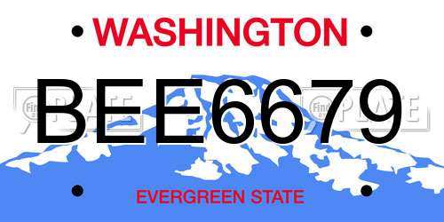 BEE6679 Washington License Plate