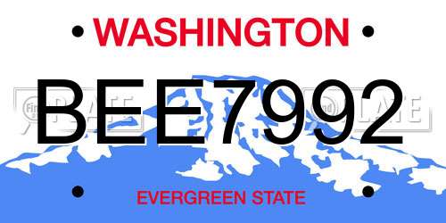 BEE7992 Washington License Plate