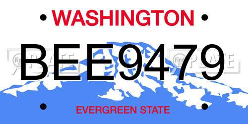BEE9479 Washington License Plate