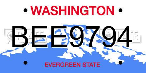 BEE9794 Washington License Plate