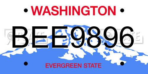 BEE9896 Washington License Plate