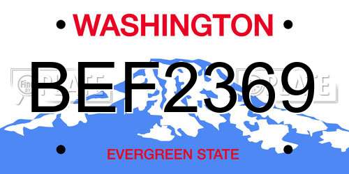 BEF2369 Washington License Plate
