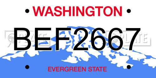 BEF2667 Washington License Plate