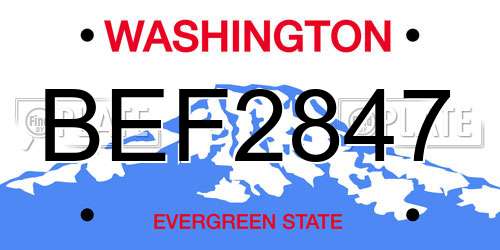 BEF2847 Washington License Plate