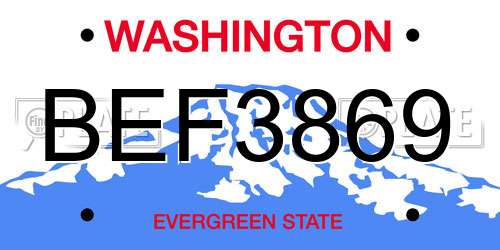 BEF3869 Washington License Plate