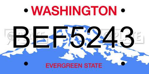 BEF5243 Washington License Plate