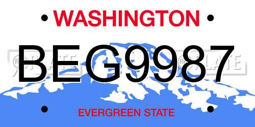 BEG9987 Washington License Plate