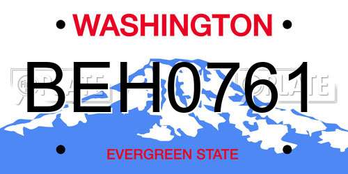 BEH0761 Washington License Plate