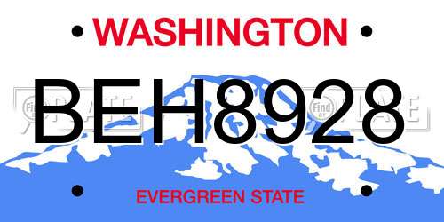 BEH8928 Washington License Plate