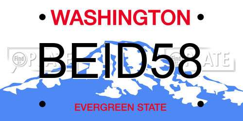 BEID58 Washington License Plate