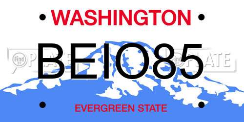 BEIO85 Washington License Plate