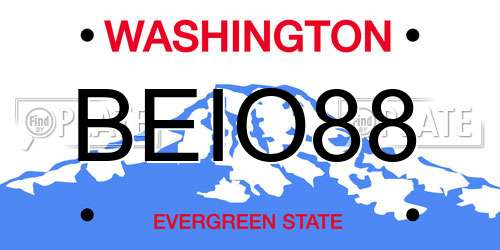 BEIO88 Washington License Plate