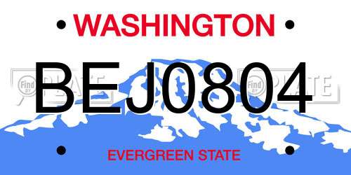 BEJ0804 Washington License Plate