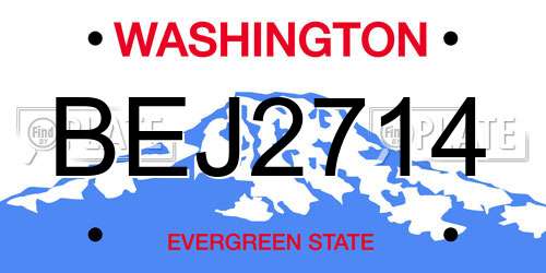 BEJ2714 Washington License Plate