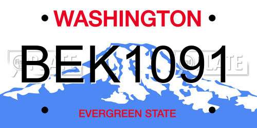 BEK1091 Washington License Plate