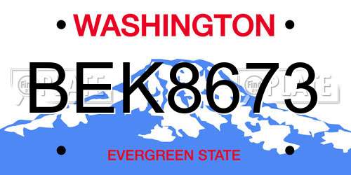 BEK8673 Washington License Plate