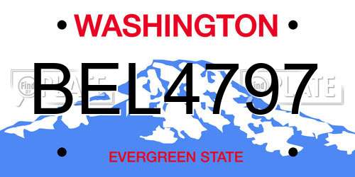 BEL4797 Washington License Plate
