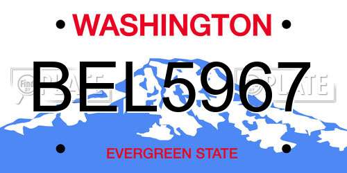 BEL5967 Washington License Plate