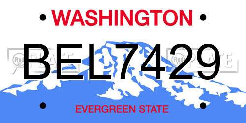 BEL7429 Washington License Plate