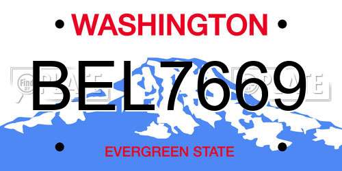 BEL7669 Washington License Plate