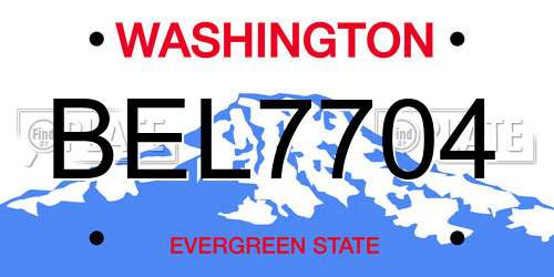 BEL7704 Washington License Plate