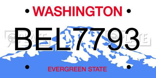 BEL7793 Washington License Plate