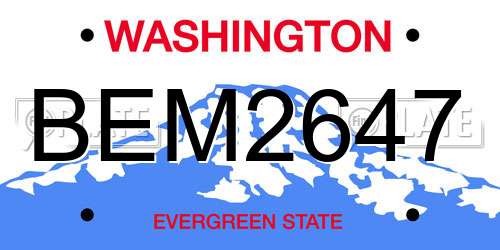 BEM2647 Washington License Plate