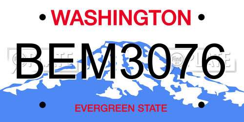 BEM3076 Washington License Plate