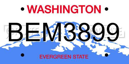 BEM3899 Washington License Plate