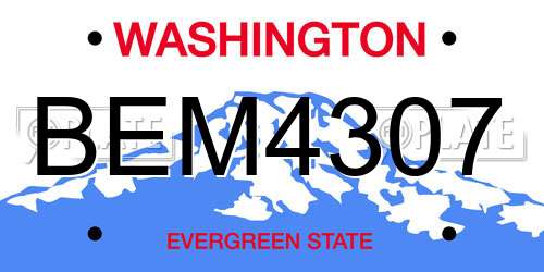 BEM4307 Washington License Plate