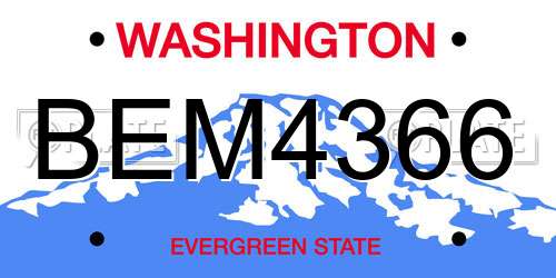 BEM4366 Washington License Plate