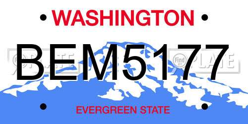 BEM5177 Washington License Plate
