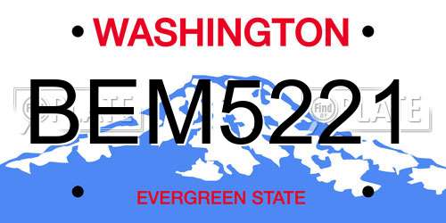 BEM5221 Washington License Plate