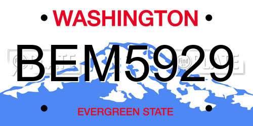 BEM5929 Washington License Plate