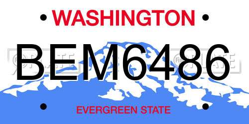 BEM6486 Washington License Plate