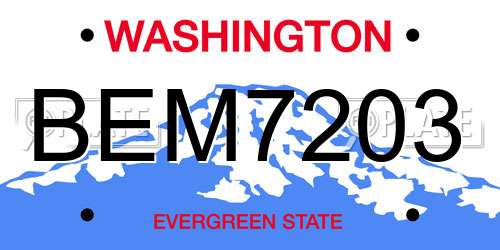 BEM7203 Washington License Plate