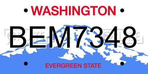 BEM7348 Washington License Plate