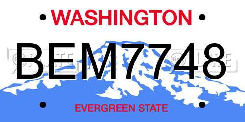 BEM7748 Washington License Plate