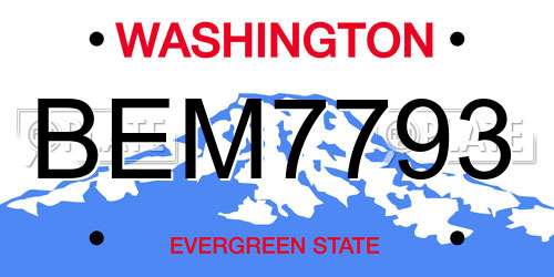 BEM7793 Washington License Plate