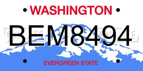 BEM8494 Washington License Plate