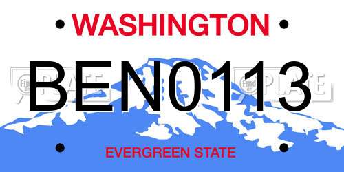 BEN0113 Washington License Plate