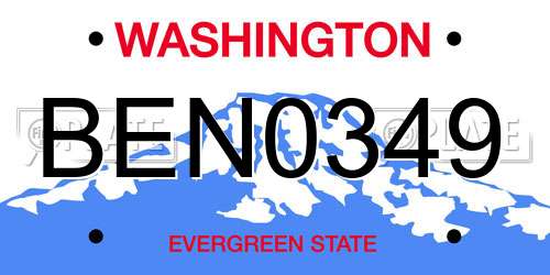 BEN0349 Washington License Plate