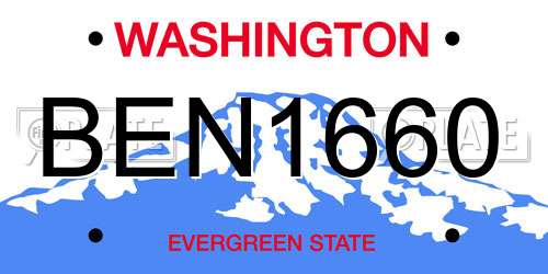 BEN1660 Washington License Plate