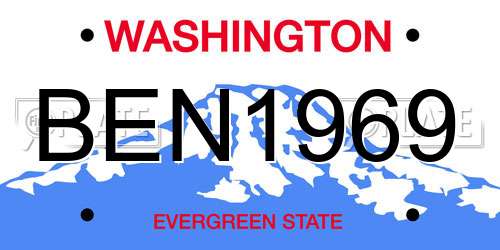 BEN1969 Washington License Plate