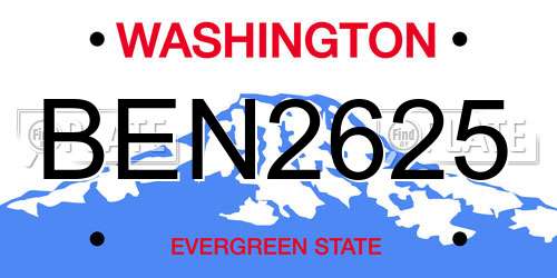 BEN2625 Washington License Plate