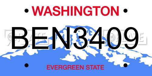 BEN3409 Washington License Plate