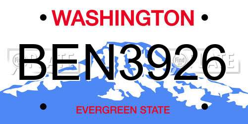 BEN3926 Washington License Plate