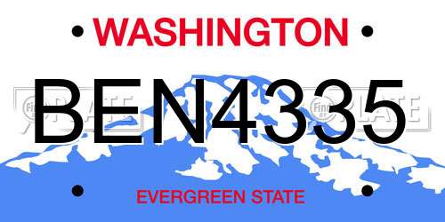 BEN4335 Washington License Plate